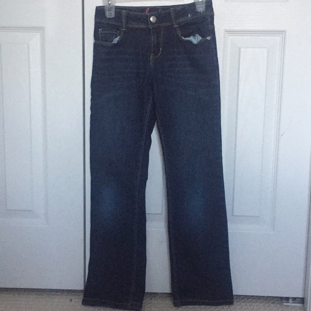 Girls dark washed denim boot cut jeans